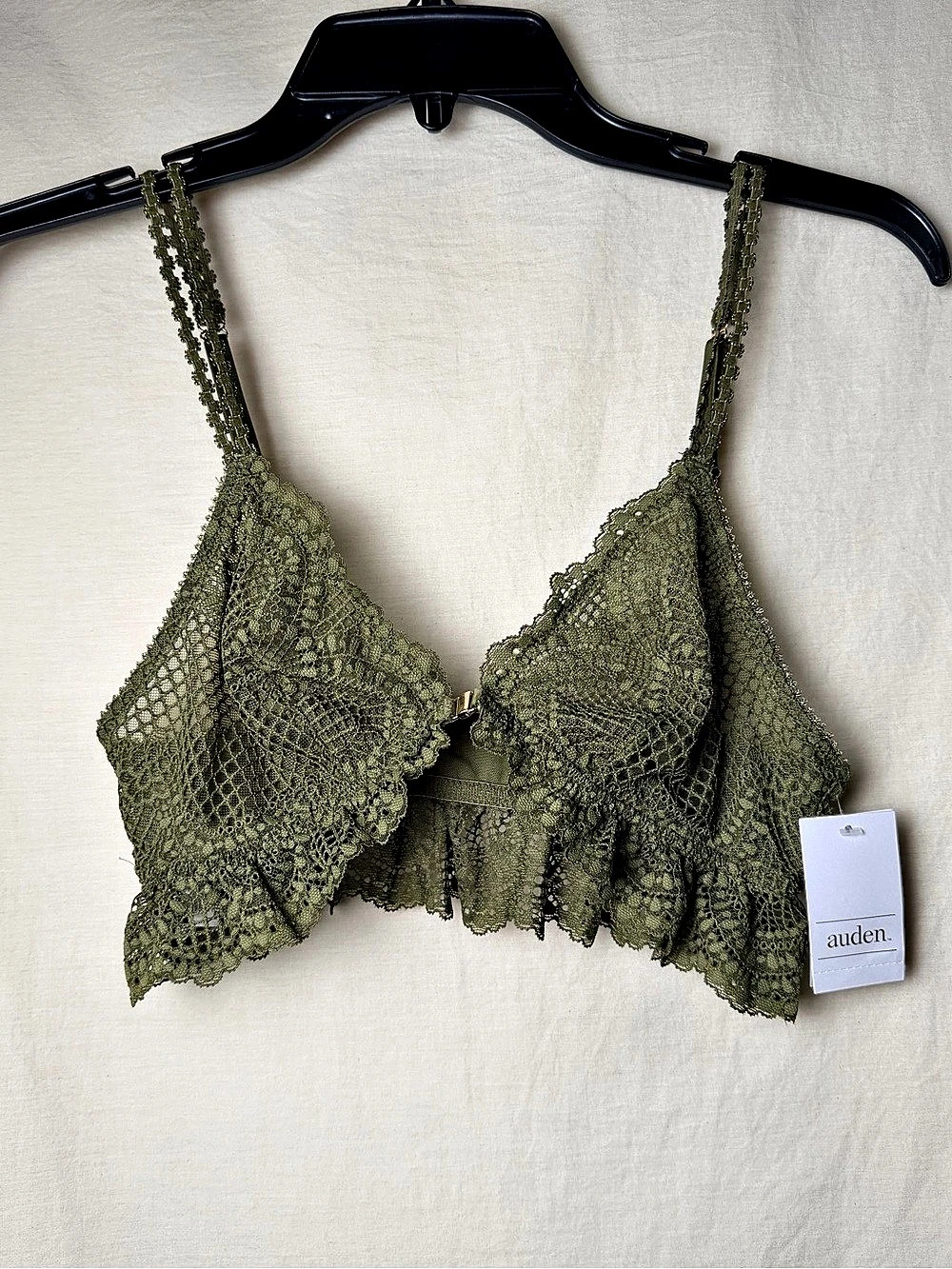 Auden Lace Unlined Bralette Olive Green Size Small NWT